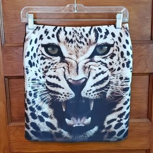 Express Leopard Graphic Skirt